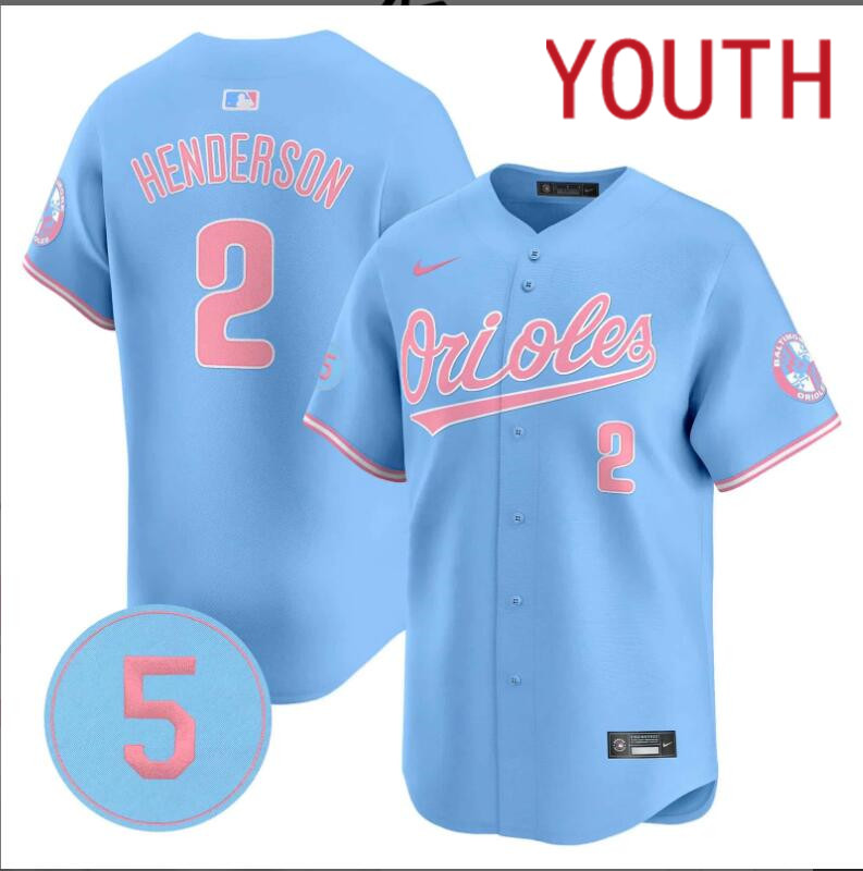 Youth  Baltimore Orioles #2 Henderson blue 2024 Nike MLB jersey->customized nfl jersey->Custom Jersey